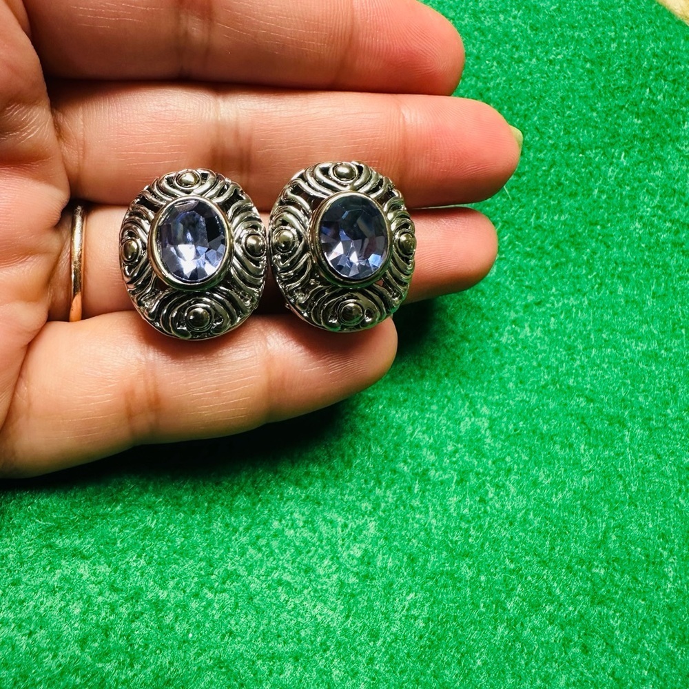 Elegant Silver and Blue Gemstone Earrings